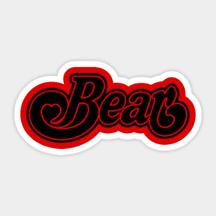 BEAR HEART BLACK Sticker